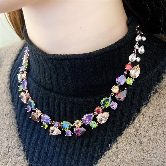 Necklaces for Women, Classic Multi Gemstones Silver Necklaces with Amethyst Garn - Picture 2 of 6